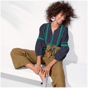 NWT J. Crew Embroidered linen-cotton top